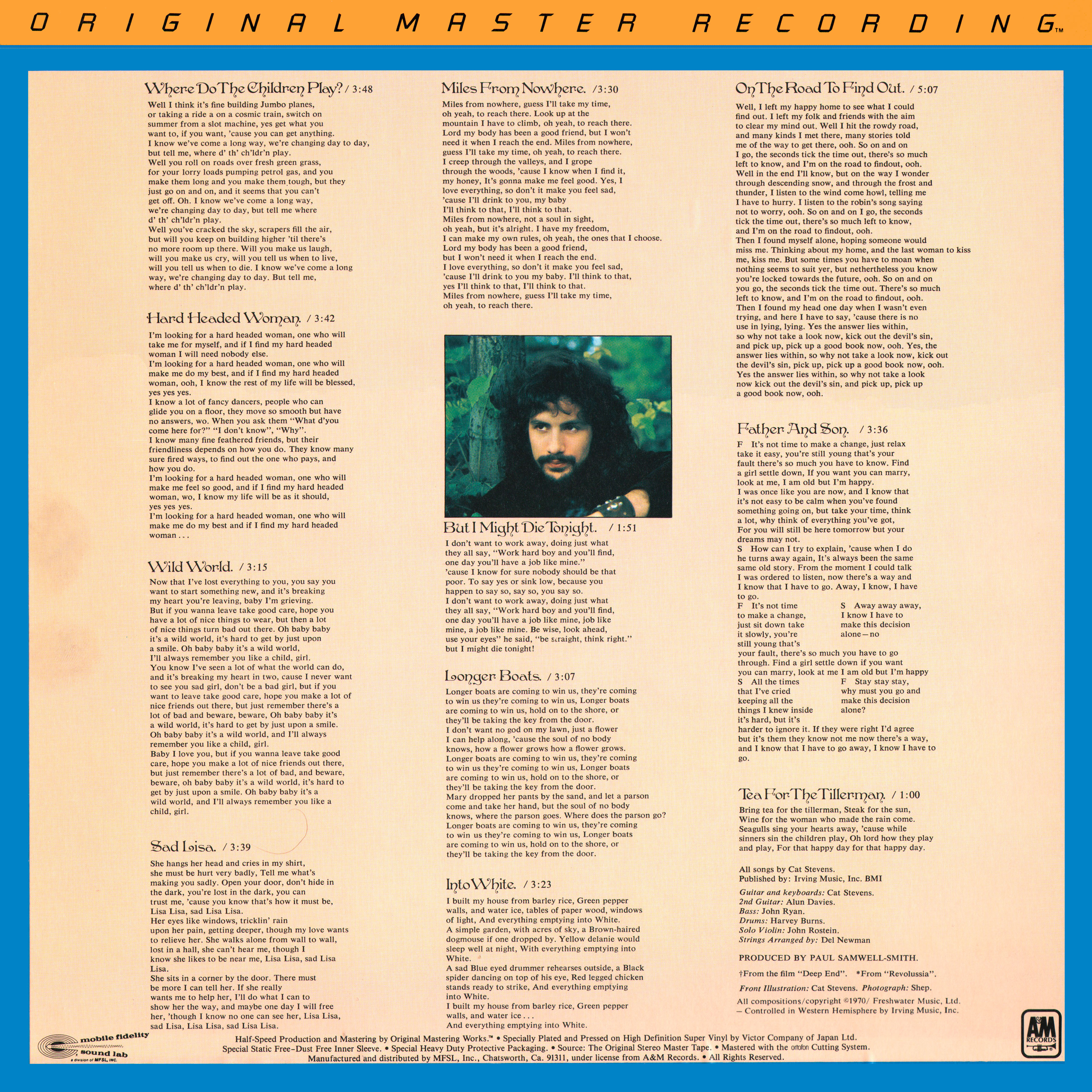 Cat Stevens  Tea For The tillerman : LP Back msfl  us